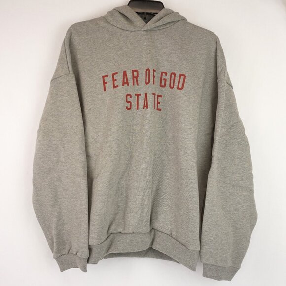 Fear of God ESSENTIALS Fleece Hoodie in Dark Heather Grey Size XS - NWT - Picture 1 of 12